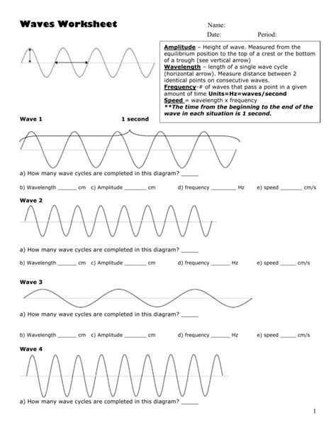 measuring waves worksheet answer key